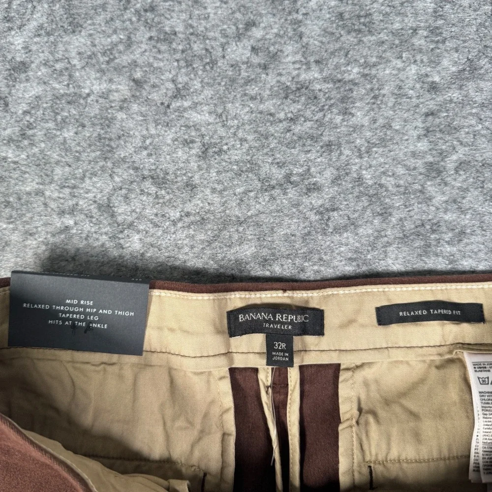 Banana Republic Mens Moleskin Pleat Traveler Pant Burnt Umber 32R 744265-03